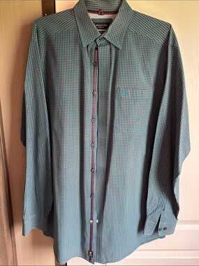 XLT Ariat Pro Teal Check Men's Button-Down Shirt